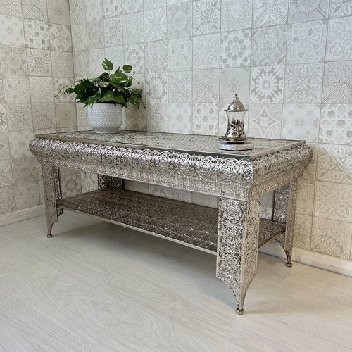 Silver coffee table with - silver,