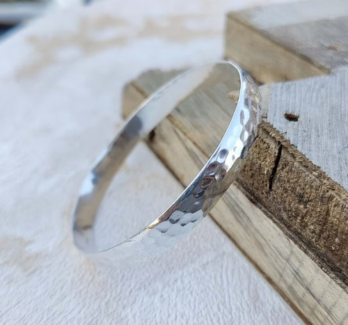 Hammered silver bangles 925 - hammered,