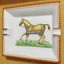 HERMES Ashtray Porcelain Horse Motif Change Tray Ashtray Yellow Rim without Box