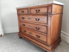 Stunning Antique French Oak Marble-Top Chest of Drawers – 5-Drawer Commode