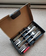Alessi Nuovo Milano 4 Piece Cutlery Pastry Fork Set Ettore Sottsass, 1987