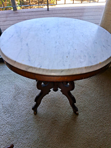 Round marble top side table - marble,