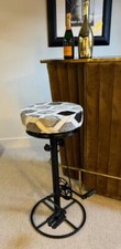 Bar / Kitchen Counter Stool - Grey Cowhide Leather - Bicycle Pedal Foot Rests
