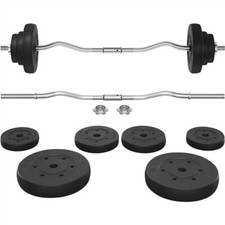 Barbell Weight Set Adjustable Dumbbell Bar 20kg Curl Bar with Plates for Fitness
