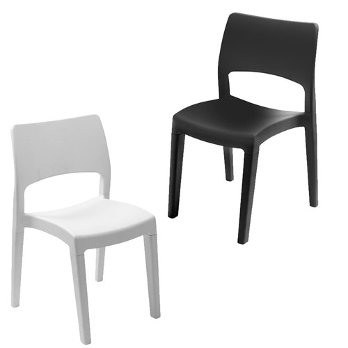 White black stackable plastic - white,