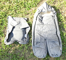 Stokke Windcover And Footmuff Sleeping Bag in Grey & Cream Fleece Lined