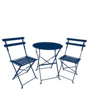 2 Seater Metal Bistro Set Folding Steel Garden Furniture Table Chairs Blue