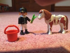 Vintage Playmobil Pony Rider - Girl on Horse - Rare Set - Ginger Speckled Pony