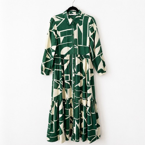 Zara cotton green geometric - zara,