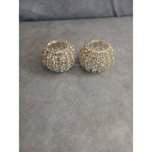 Silver rhinestone napkin rings - silver,