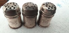 Antique Vintage GORHAM Sterling Silver 3 Mini Salt & Pepper Shakers - 1852-s