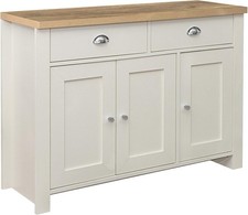 Cream Oak Sideboard 3 Door 2 Drawer Storage Unit Cupboard Cabinet