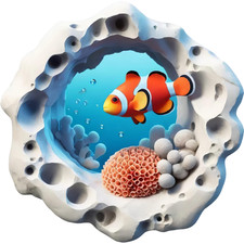 3D Clownfish Vinyl Sticker Decal│Clown Fish Wall Tile Phone Laptop Cup Graphic