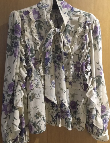 Zara lovely floral pussy bow - floral,