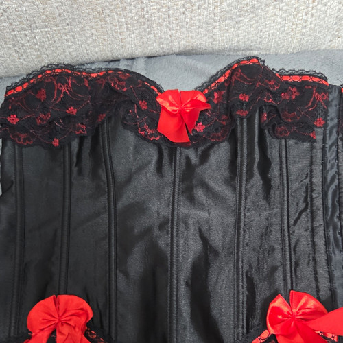 Women black red - black/red, lace-up