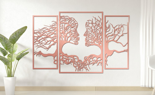 Tree faces wooden wall - wooden, 3