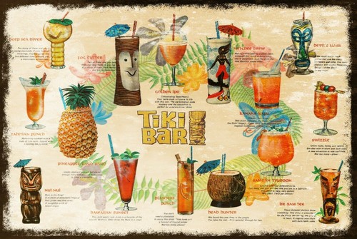 Tiki bar summer cocktail menu - summer,