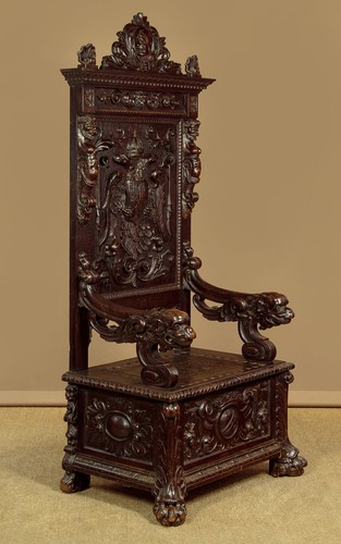Antique carved oak throne - antique,