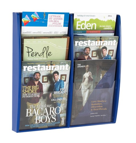 Blue wall mounted brochure - blue,