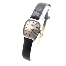 Longines Flagship Silver Dial Black Strap Manual Unisex Watch Used Working #79