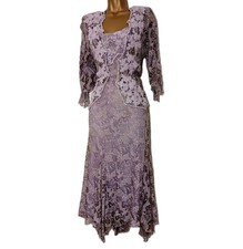 Ann Balon mother of the bride outfit size M 12 14 wedding purple lace Italy 3 pc