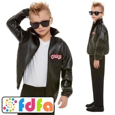 Smiffys Official Grease T-Bird Jacket Boys Kids Childs Fancy Dress Costume