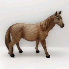 Wooden Horse Figure Faux Wood Grain & Carved Breyer Style Figurine Model Decor