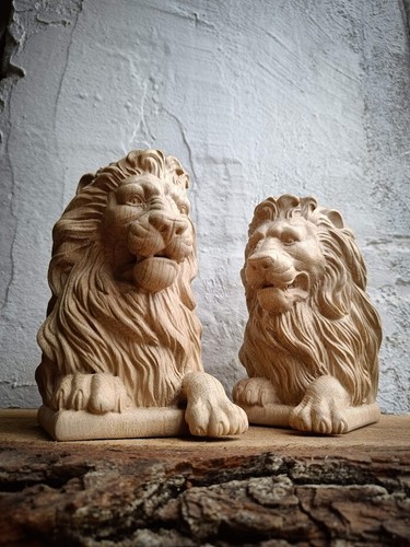 Lion wooden finial oak - finial,, stair