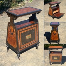19th Century Aesthetic Movement Amboyna & Ebonized Music Cabinet Gilt Decoration
