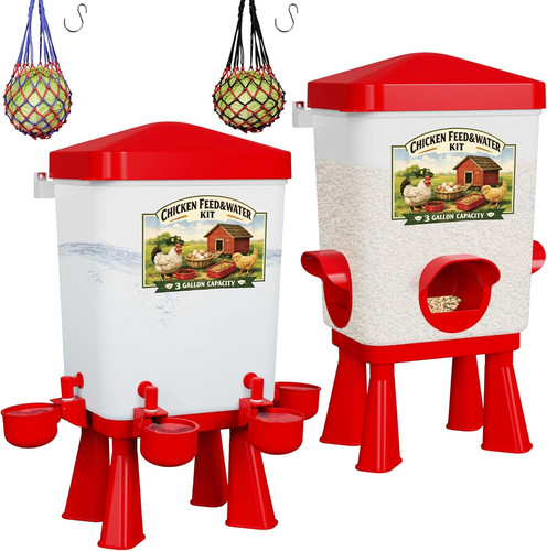Chicken feeder and waterer - and,