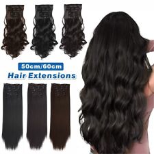 UK Clip In Hair Extensions Full Head Natural As Human Real Long Thick 6 Pieces