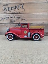 32 cm Decorative Vintage Style Red Metal Tin American Style Fire Truck engine