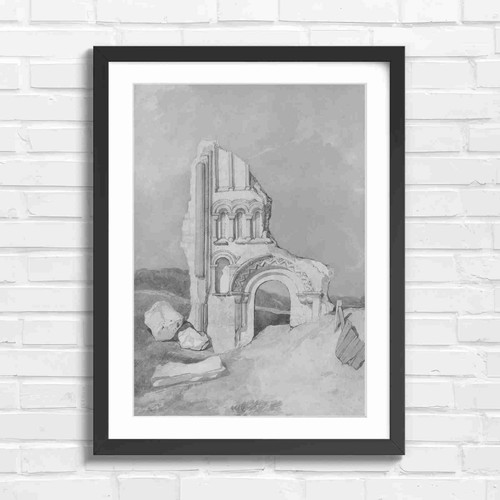 Ruined stone arch with - ruined,