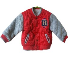 ZARA Baby Boy Quilted Baseball Jacket Coat Red&Grey Size 6/9 Months