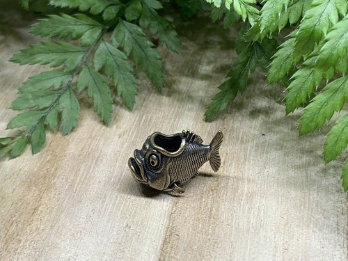 Brass piranha fish bead edc - piranha,