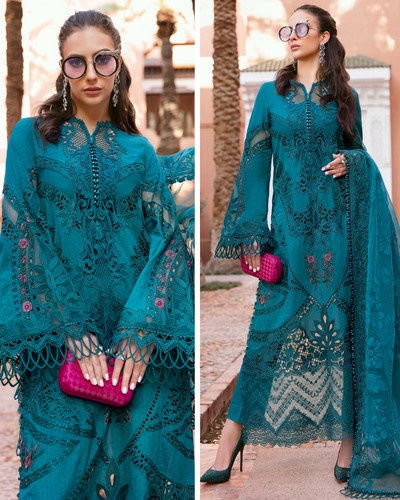 Pakistani designer cotton teal - designer,