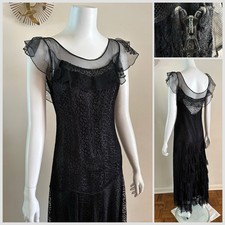 1930s Black Lace Drop Waist