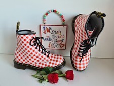 Dr Martens 1460 tartan white red 8 eye ankle boots UK6.5 EU 40 US8.5
