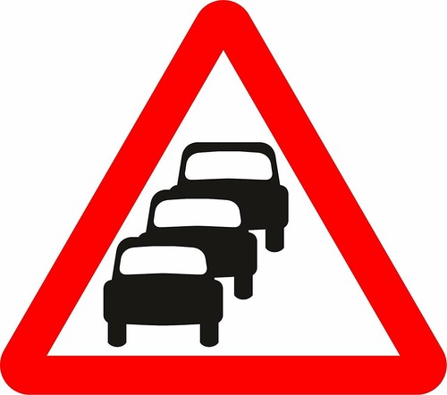 Traffic queues likely - , ahead