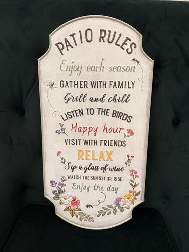 Patio rules embossed metal - patio,