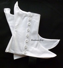 KILT BUTTONED SPATS PIPER'S HIGHLAND WHITE HEAVY CANVAS ALL SHOE SIZES KILT-WEAR