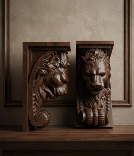 Pair antique style hand - antique, carved