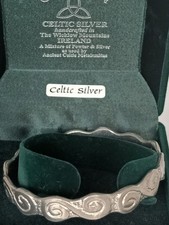Vintage 1990-s Silver Celtic Irish Bangle-Bracelet in Original Box-Heavy 37 gram