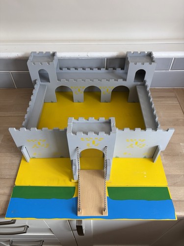 Vintage wooden toy castle fort - wooden,