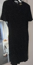Vintage Silk Beaded Black Gina Bacconi Dress