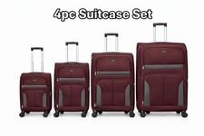 4PC Red Luggage Set Soft Shell