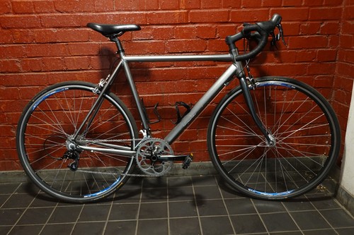 Grey road bike - road,