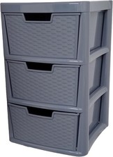 Plastic Storage Drawers Unit Large, Compact Rattan Effect Organizer