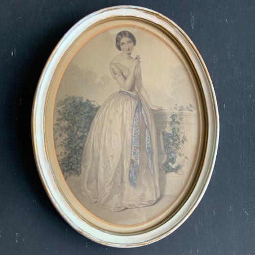 Antique oval print - oval,