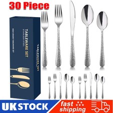 30X CUTLERY DINNER SET STAINLESS STEEL METAL STAND RACK FORKS TEA SPOONS POLISH